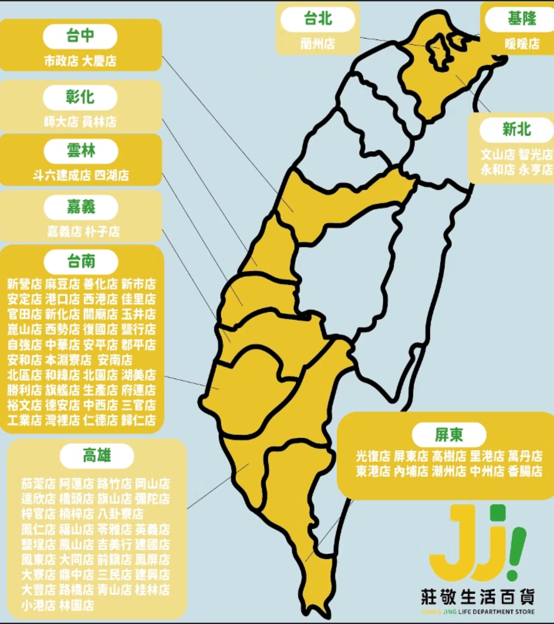莊敬團購 全台門市分布